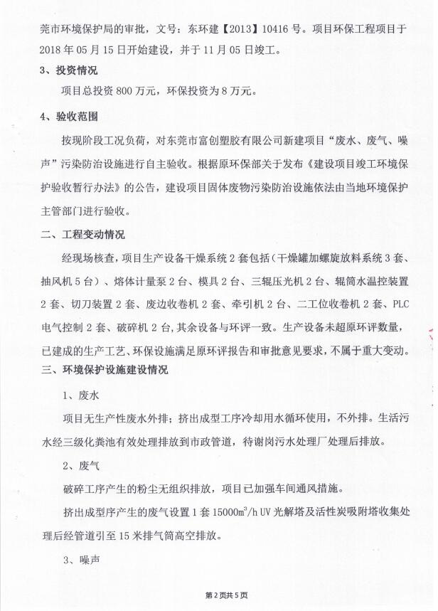 东莞市富创塑胶有限公司(新建)自主验收公示